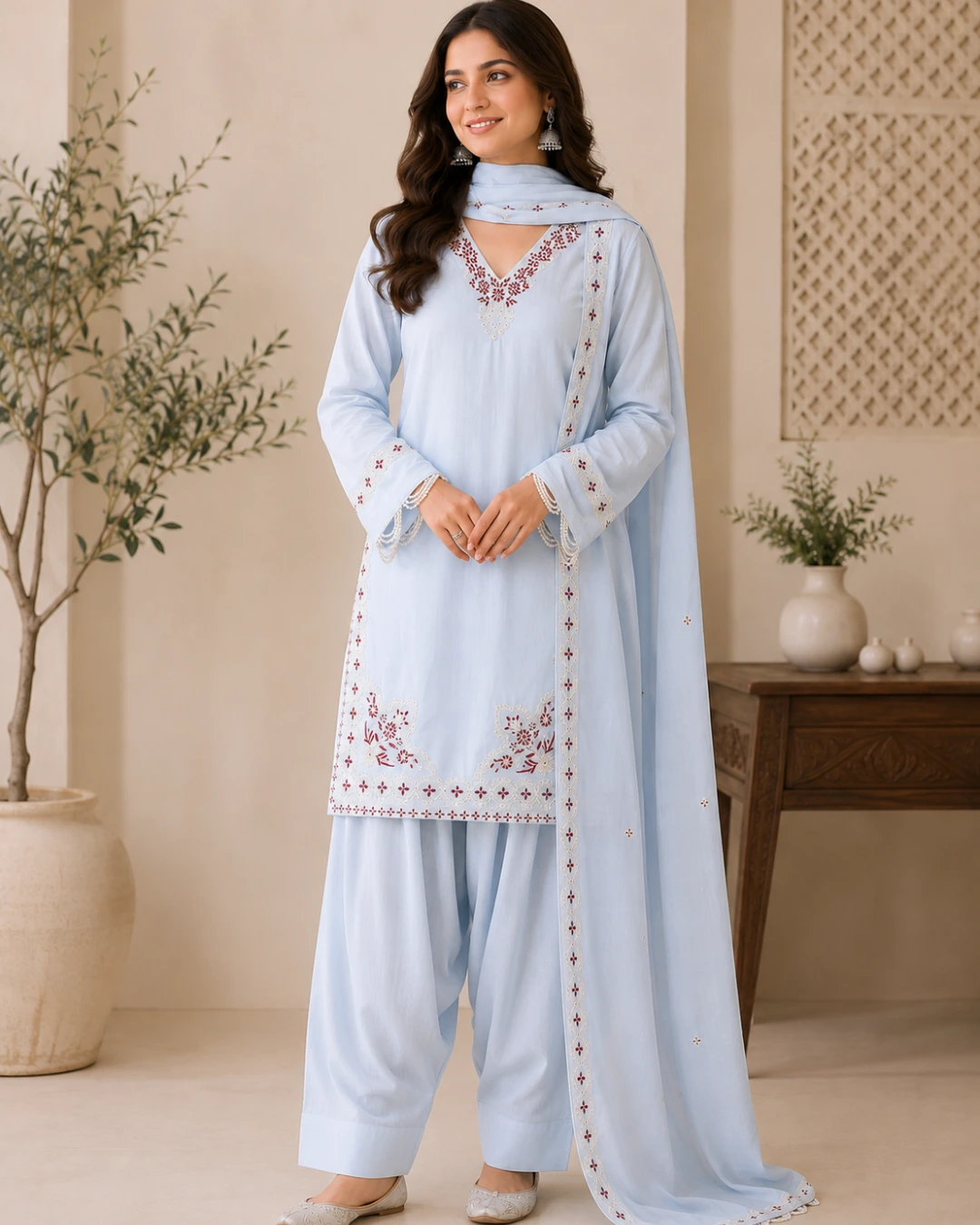 Women's Embroidered Farshi Kurta Set