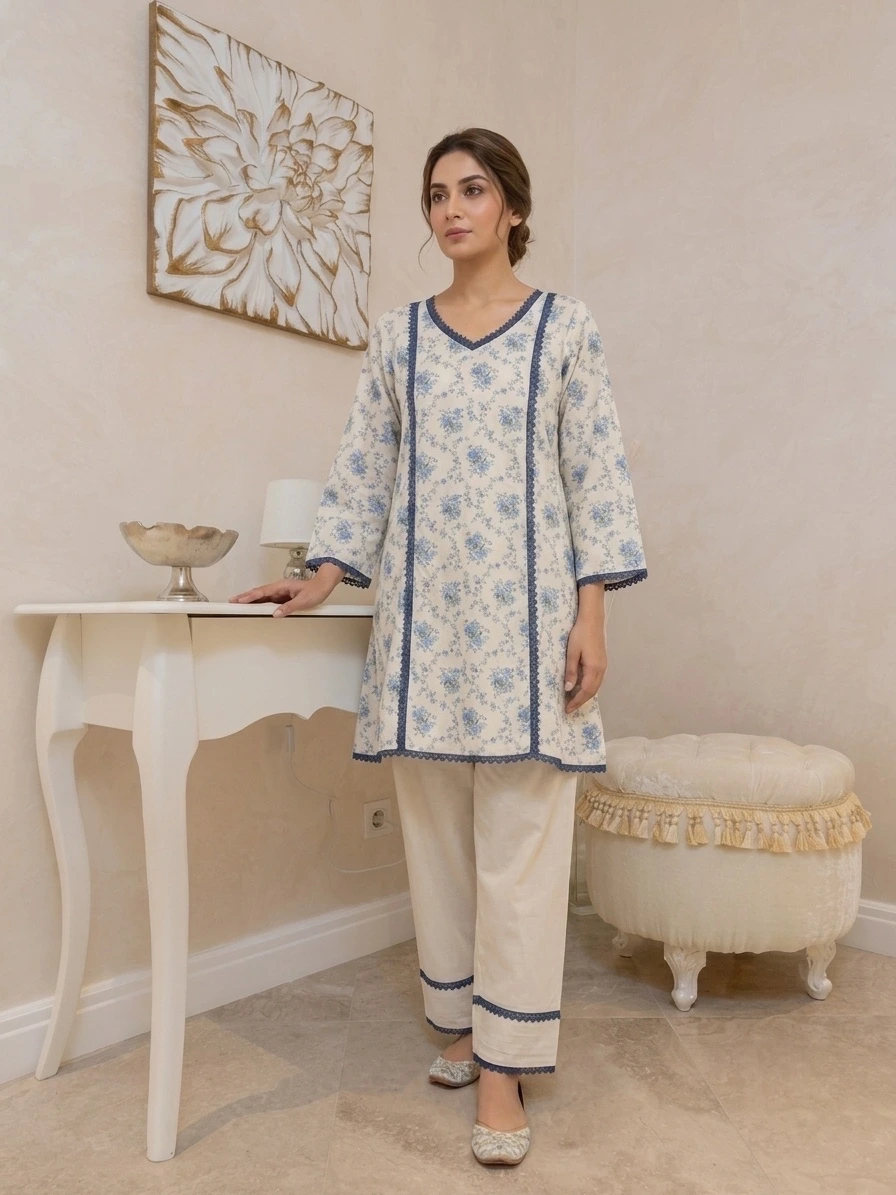 Trendy A Line Printed Farshi Set for Women